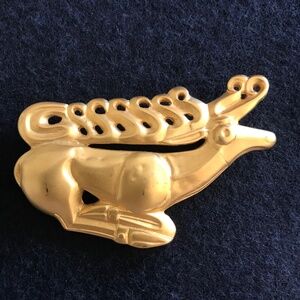 MMA Vintage Gold Tone Reindeer Stag Brooch